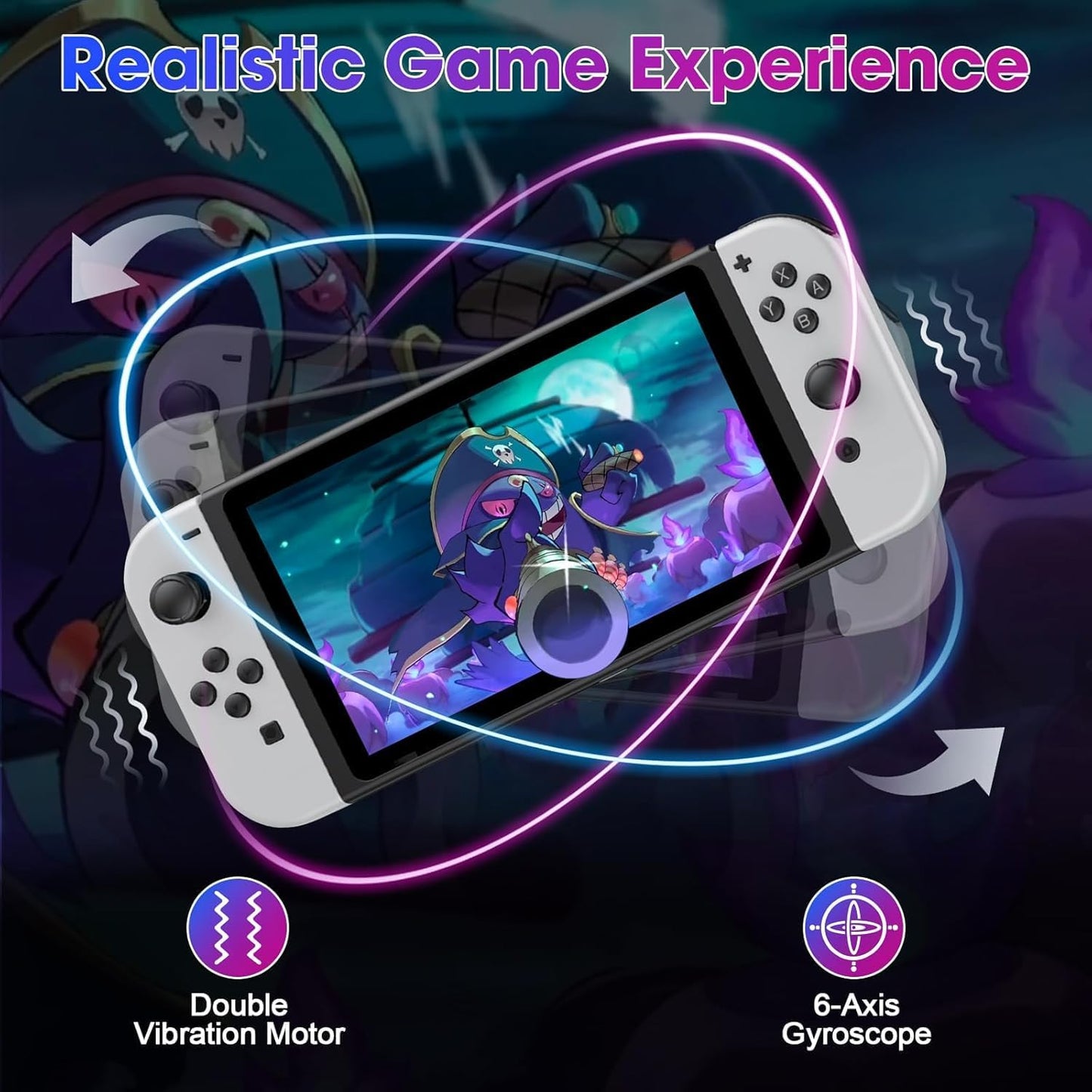 Wireless Controller Compatible with Nintendo Switch, Left & Right Game Controllers with Dual Vibration, Motion Control & Wake-Up Function