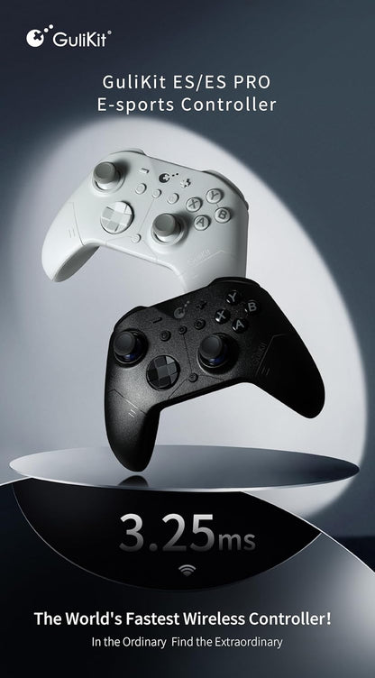 GuliKit ES PRO Fastest Wireless E-sports PC Game Controller with Lowest Wireless Latency 3.25ms, 4000-level Anti-Drift snap-fit TMR Joysticks, Compatible with Windows/Switch/Android/Switch 2 Wake-up