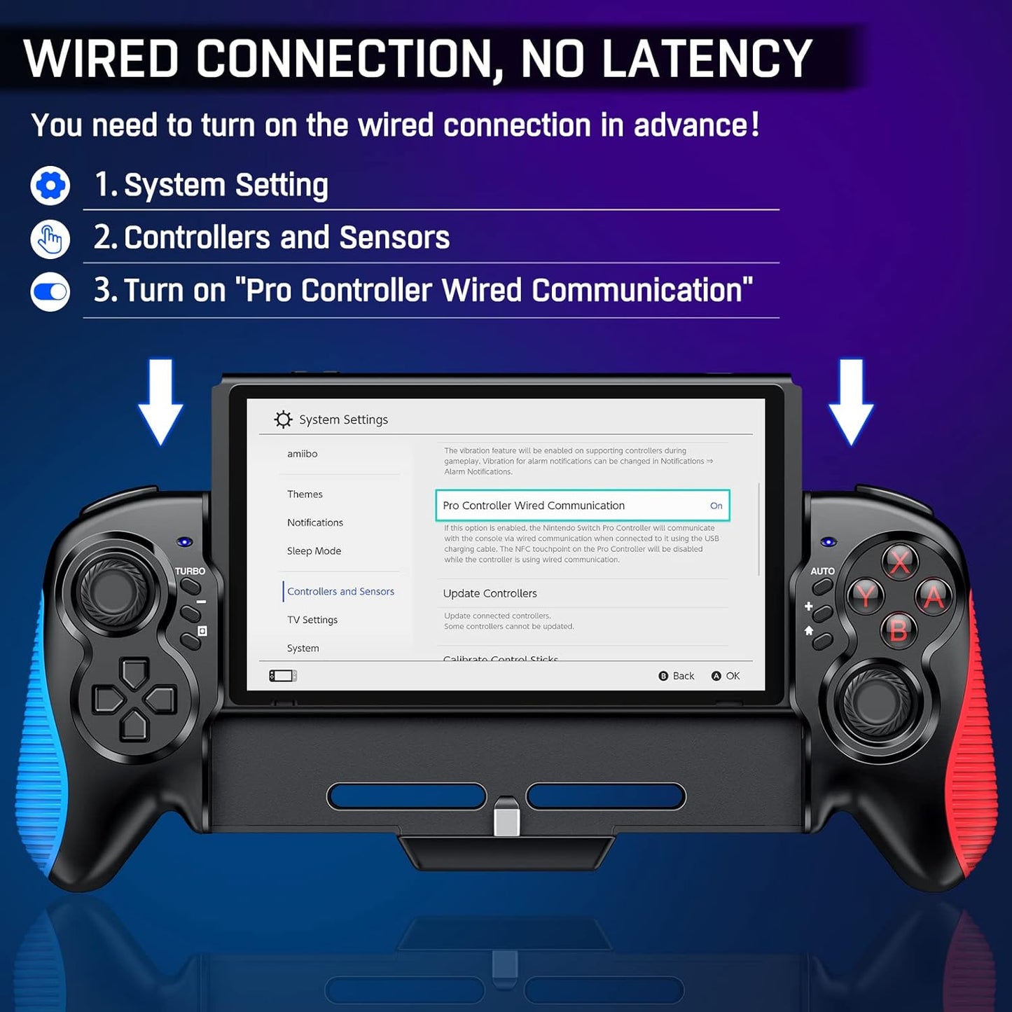 Gammeefy Switch Controller for Switch/Switch OLED, Hall Effect One-Piece Joypad Controller Replacement for Switch Pro Controller, Switch Remote with Turbo & Dual Motor Vibration