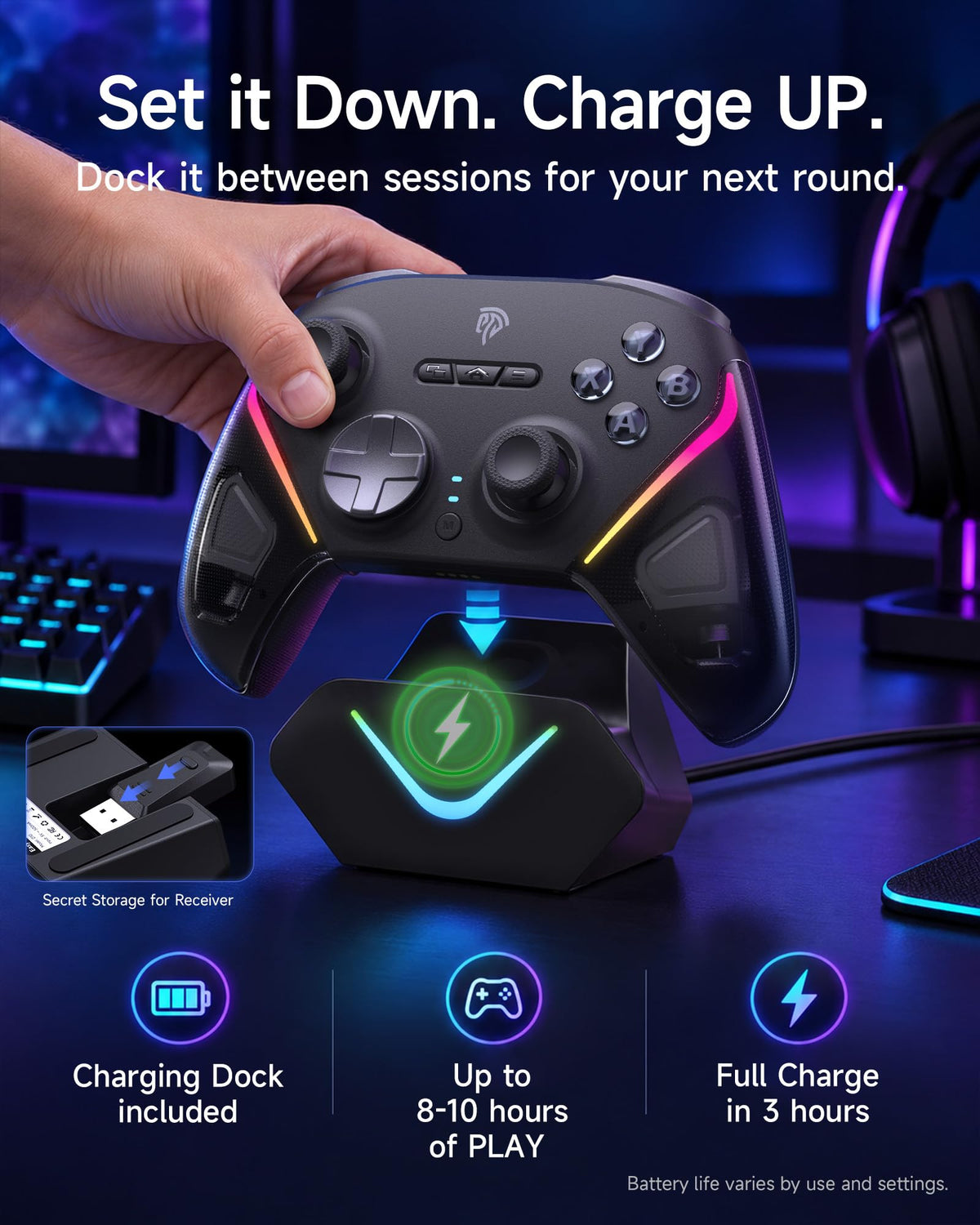 Wireless Game Controller for PC, Switch and Android, Bluetooth Gaming Gamepad, Ergonomic Grip, Responsive Controls and Precision Joystick