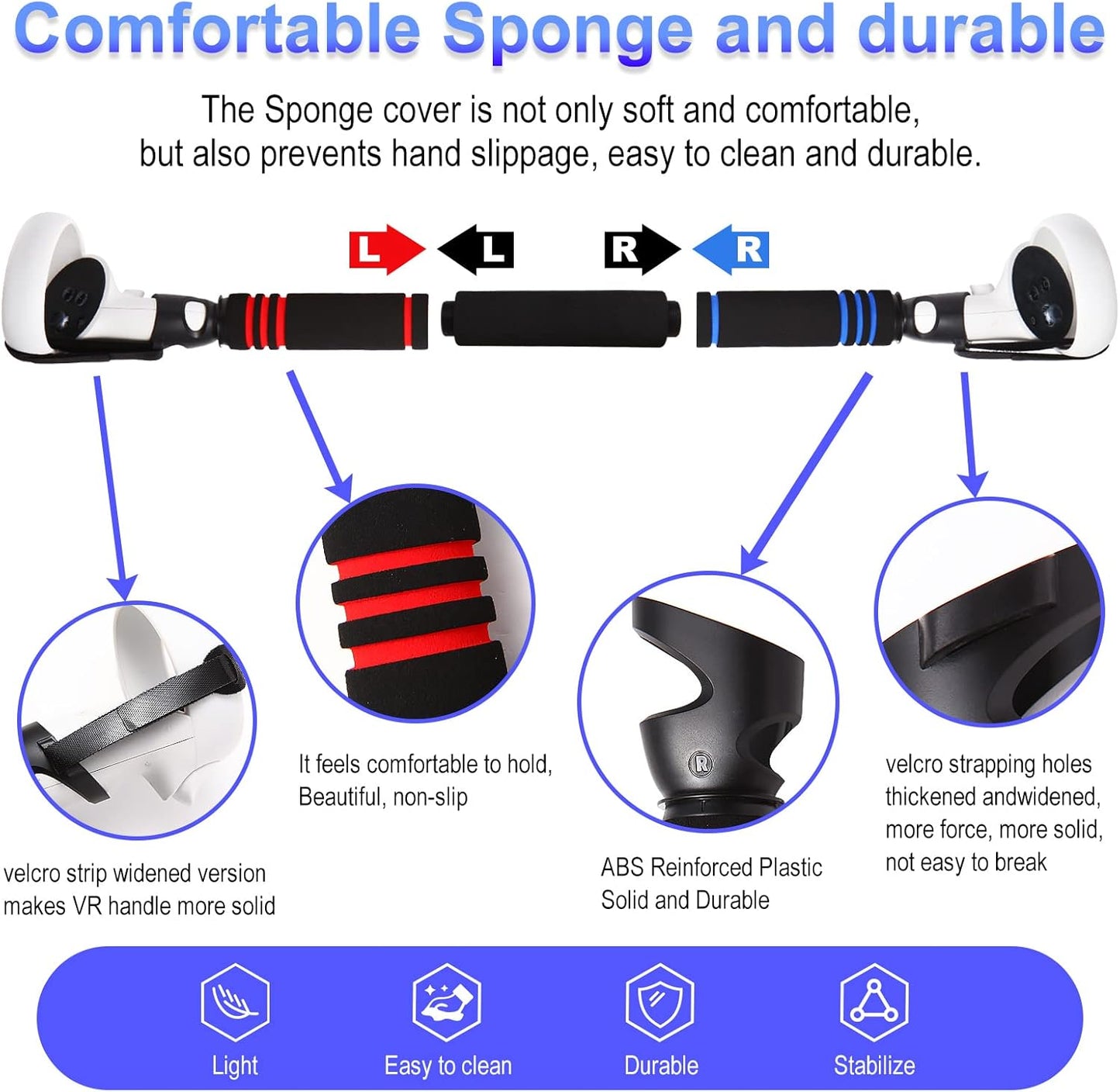 VR Beat Saber Handle Accessories and Long Stick Handle Extension Grips for Oculus Quest 2 Controllers, Also Suitable for Supernatural Training,Fruit Ninja,Blade & Sorcery and VR Game