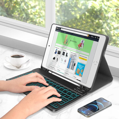 XIWMIX Ultra-Slim Wireless Bluetooth Keyboard - 7 Colors Backlit Universal Rechargeable Keyboard Compatible with iPad Pro/iPad Air/iPad 9.7/iPad 10.2/iPad mini and Other iOS Android Windows Devices