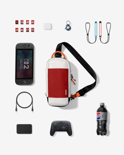 tomtoc Sling Crossbody Bag for Nintendo Switch 2, Protective Portable Travel Chest Carrying Gaming Pouch with 8 Game Cartridges Slots, Fit Charger and Accessories