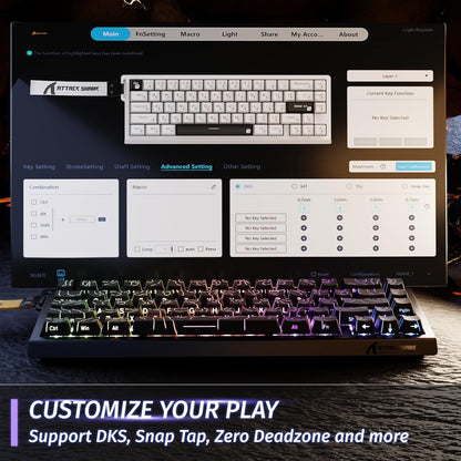ATTACK SHARK X68 HE Rapid Trigger Mechanical Gaming Keyboard 60% Wired TKL with Adjustable Actuation,Hall Effect snap-fit Switch,8KHz Polling Rate,RGB Backlit,Top Mount for PC Mac Esport Gamer(Black)