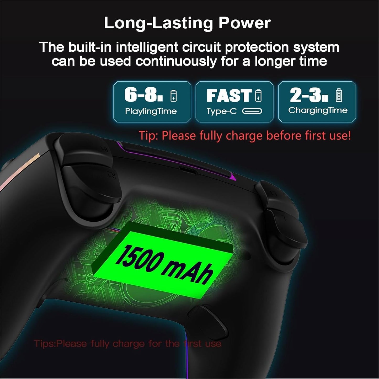Wireless Controller for PS5 Pro/PlayStation-5/PC/Mac with Hall Effect joystick trigger/Back Paddles/Cool RGB/Motion Sensor/TURBO/3.5mm Audio Jack - Built-in Speakers Support P-S5 Console Audio
