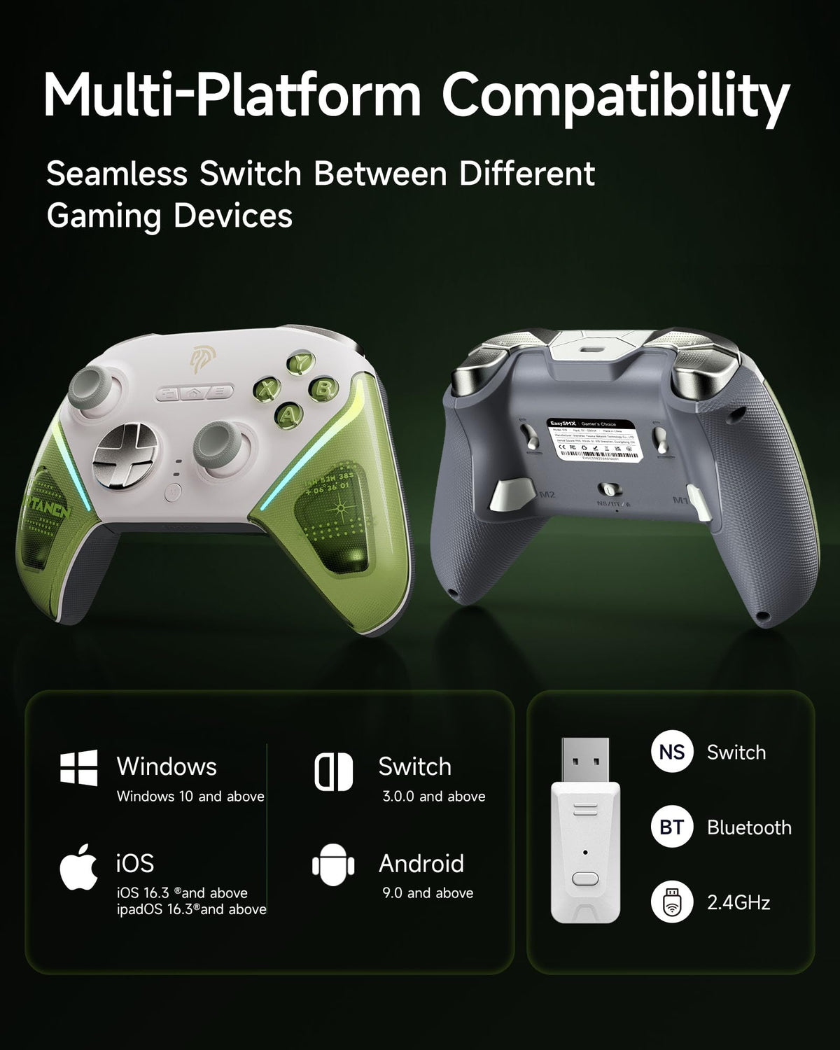 Wireless Game Controller for PC, Switch and Android, Bluetooth Gaming Gamepad, Ergonomic Grip, Responsive Controls and Precision Joystick