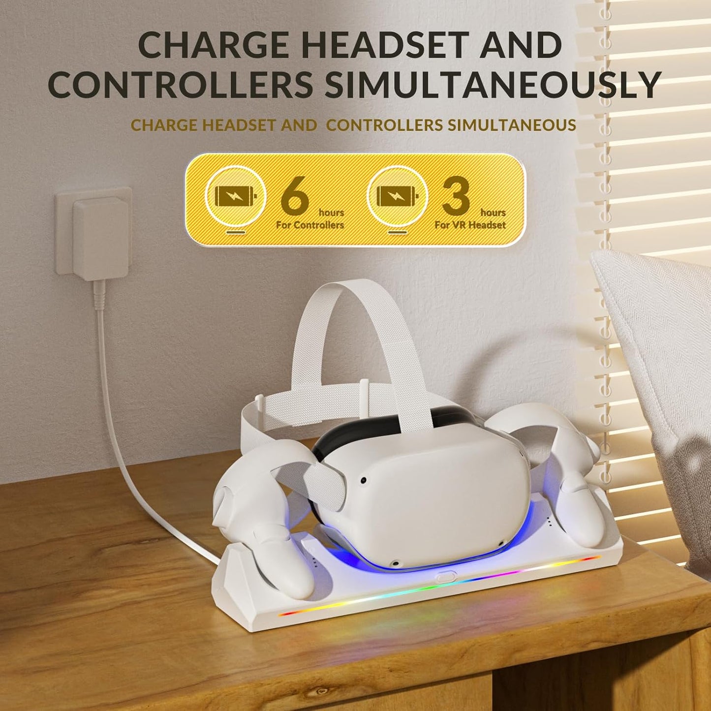 Oculus Quest 2 Charging Dock, Meta Quest 2 VR Headset and Controllers, Includes 2 x 2100mAh Rechargeable Batteries, USB-C Charger and Data Cable, Features LED Indicator Lights