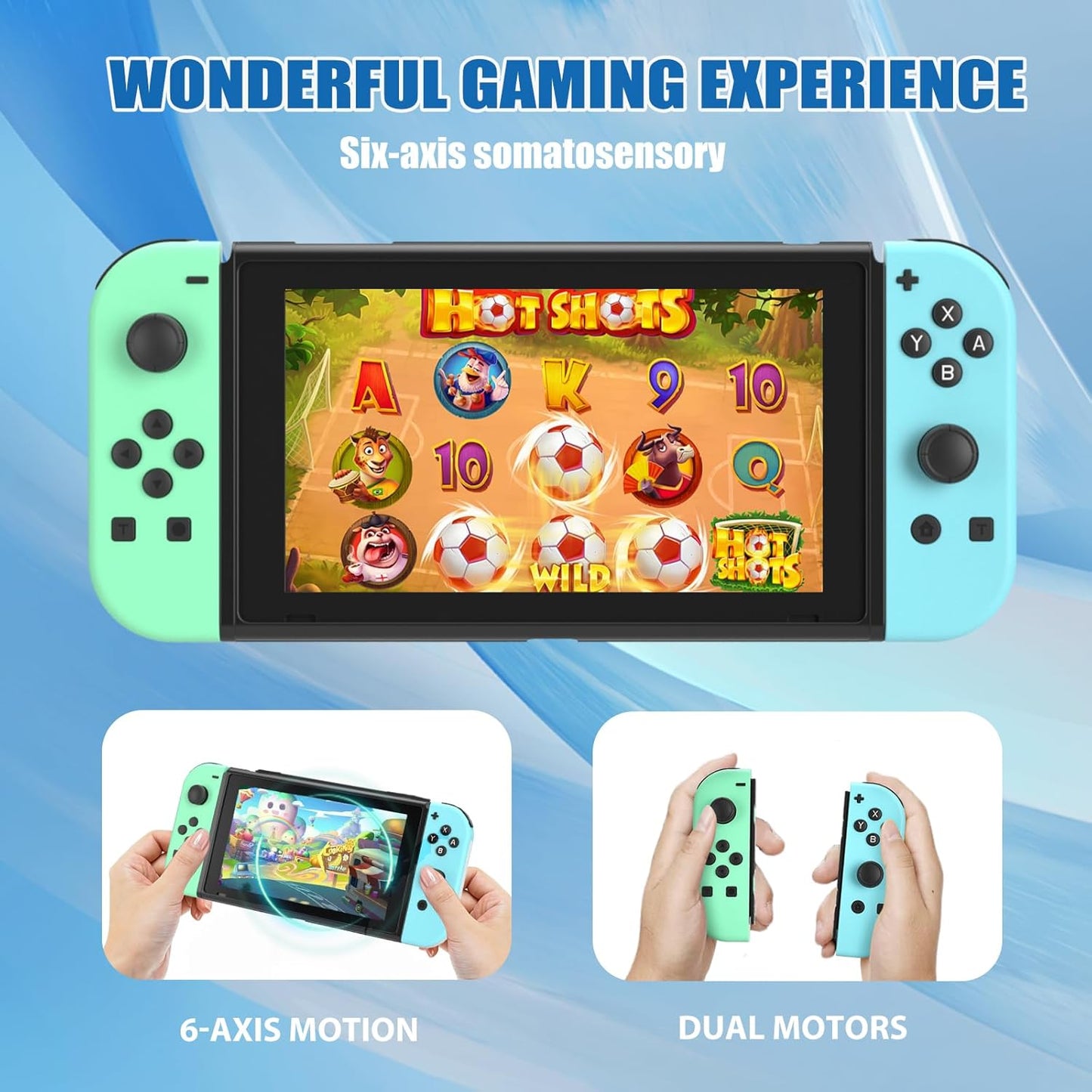 Wireless Left & Right Controllers Compatible with Nintendo Switch, Motion Control, Dual Vibration & Wake-Up Function (Gold)