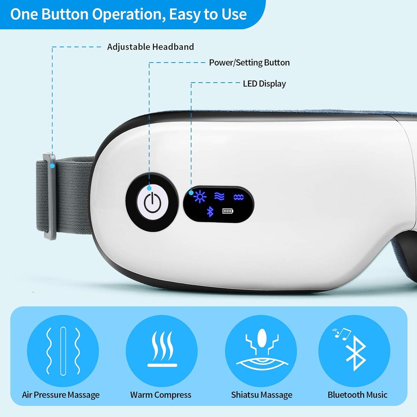 Eye Massager with Heat, Vibration and Warm Compress, Smart Sleeping Eyes Mask with Bluetooth Can Connect with Phone for Music, Thanksgiving Day Gift Idea