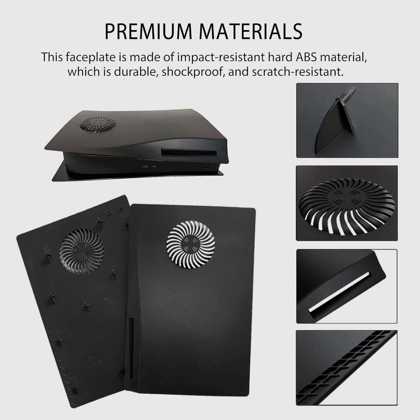 PS5 Faceplates with Cooling Vents Hard Shockproof Face Plate Cover Shell for Playstation 5 Disc Edition DOBEWINGDELOU PS5 Console Plates Replacement Side Plate Accessories Anti-Scratch Dustproof Protective ABS Case Black