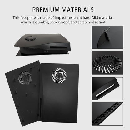 PS5 Faceplates with Cooling Vents Hard Shockproof Face Plate Cover Shell for Playstation 5 Disc Edition DOBEWINGDELOU PS5 Console Plates Replacement Side Plate Accessories Anti-Scratch Dustproof Protective ABS Case Black