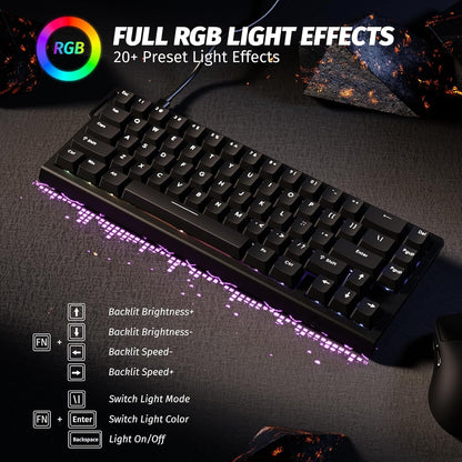 ATTACK SHARK X68 HE Rapid Trigger Mechanical Gaming Keyboard 60% Wired TKL with Adjustable Actuation,Hall Effect snap-fit Switch,8KHz Polling Rate,RGB Backlit,Top Mount for PC Mac Esport Gamer(Black)