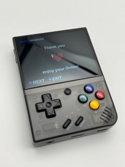 MIYOO Mini Plus 128GB Onion OS Preinstalled Retro Portable Handheld 3.5inches IPS Screen handheld model Miyoo Mini+ Console Compatible with Onion OS (Black Transparent)