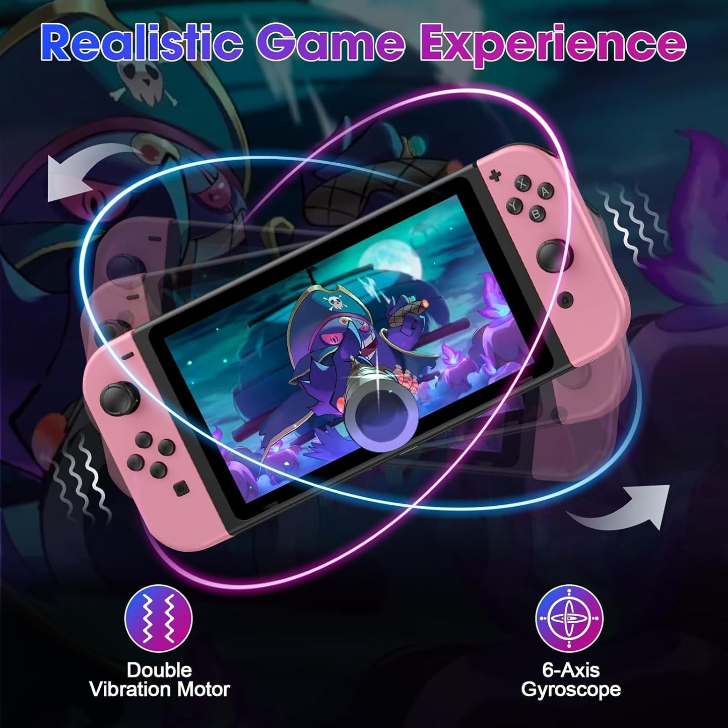 Wireless Controller Compatible with Nintendo Switch, Left & Right Game Controllers with Dual Vibration, Motion Control & Wake-Up Function
