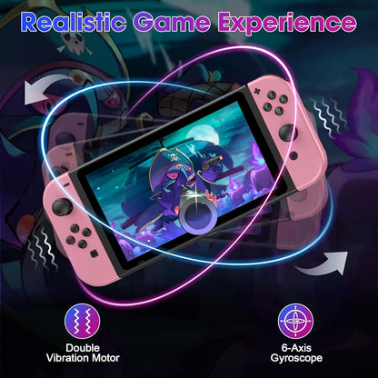 Wireless Controller Compatible with Nintendo Switch, Left & Right Game Controllers with Dual Vibration, Motion Control & Wake-Up Function