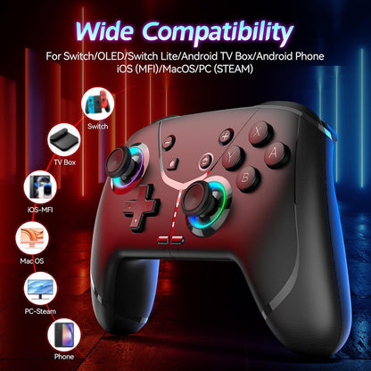 Switch Controller, Wireless Pro Controller for Nintendo Switch 2/Switch/Lite/OLED, Bluetooth controllers Compatible with iPhone/Mac/iPad/iOS/Android/Phone/PC/Steam and TV with Programming/RGB4