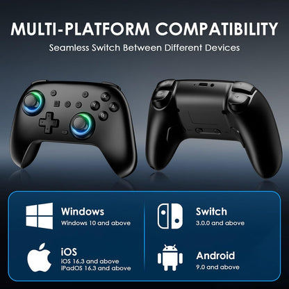 2 Pack Wireless Controllers with Charging Dock Compatible with Nintendo Switch 2, Nintendo Switch, Switch Lite, Switch OLED, PC, RGB Lighting, Wake-Up Function, Motion Control, Dual Vibration, Turbo, Screenshot