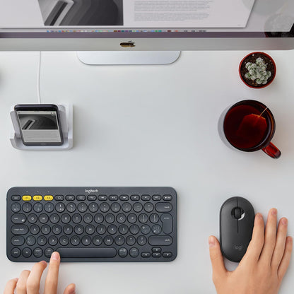 Logitech K380 Multi-Device Bluetooth Wireless Keyboard with Easy-Switch for Up to 3 Devices, Slim, 2 Year Battery-PC, Laptop, Windows, Mac, Chrome OS, Android, iPadOS, Apple TV, Dark Grey