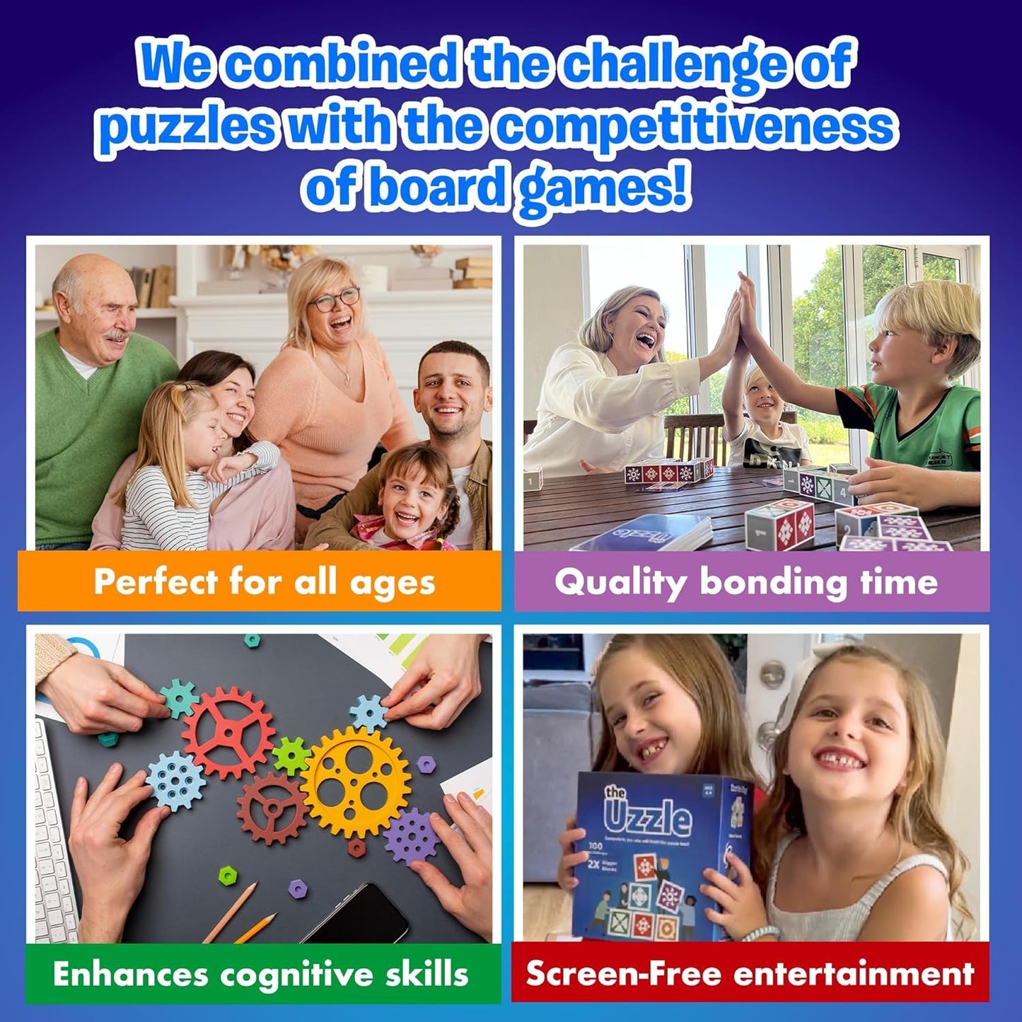 The Uzzle 3.0 Board Game, Family Board Games for early-stageren & Adults, Block Puzzle Games for Ages 4+