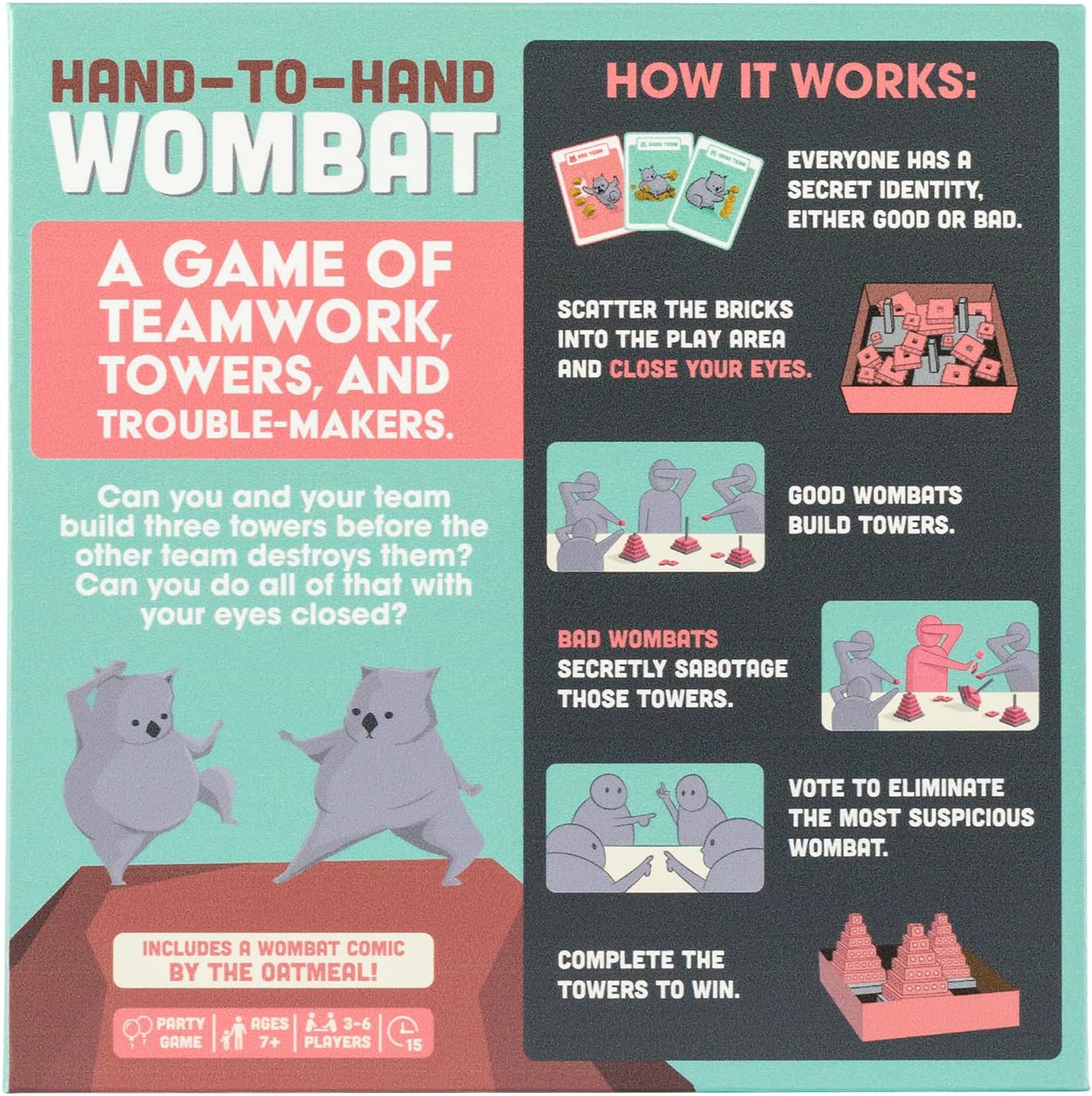 Exploding Kittens Hand to Hand Wombat by Exploding Kittens - Card Games for Adults Teens- Fun Party Games, Pink, Grey