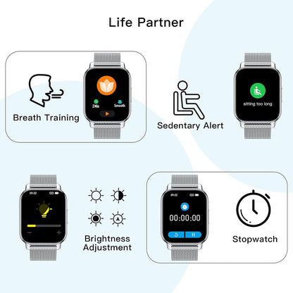 Popglory Smart Watch Answer/Make Calls & 2 Straps, 1.85" Large Smartwatch for Women Men, Fitness Watch Blood Pressure, Blood Oxygen, Heart Rate Tracking, Step Counter for iPhone & Android