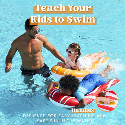 Inflatable Boogie Boards for Kids Swimming Pool Floating Toys, Learn to Swim Water Boards Pack of 2