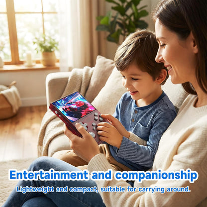 R40 Retro handheld model - 3.5 Inch IPS Screen, 128GB Storage, Portable Arcade Gaming Device, 3000mAh Battery, Type-C Charging, Red
