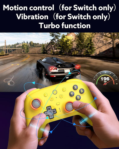 8Bitdo Ultimate 2 Bluetooth Controller (TMR Joystick Update), RGB Fire Ring, Switchable Hall Effect/Tactile Triggers, Vibration and Motion Control for Switch 2, Switch, Windows PC (Yellow)