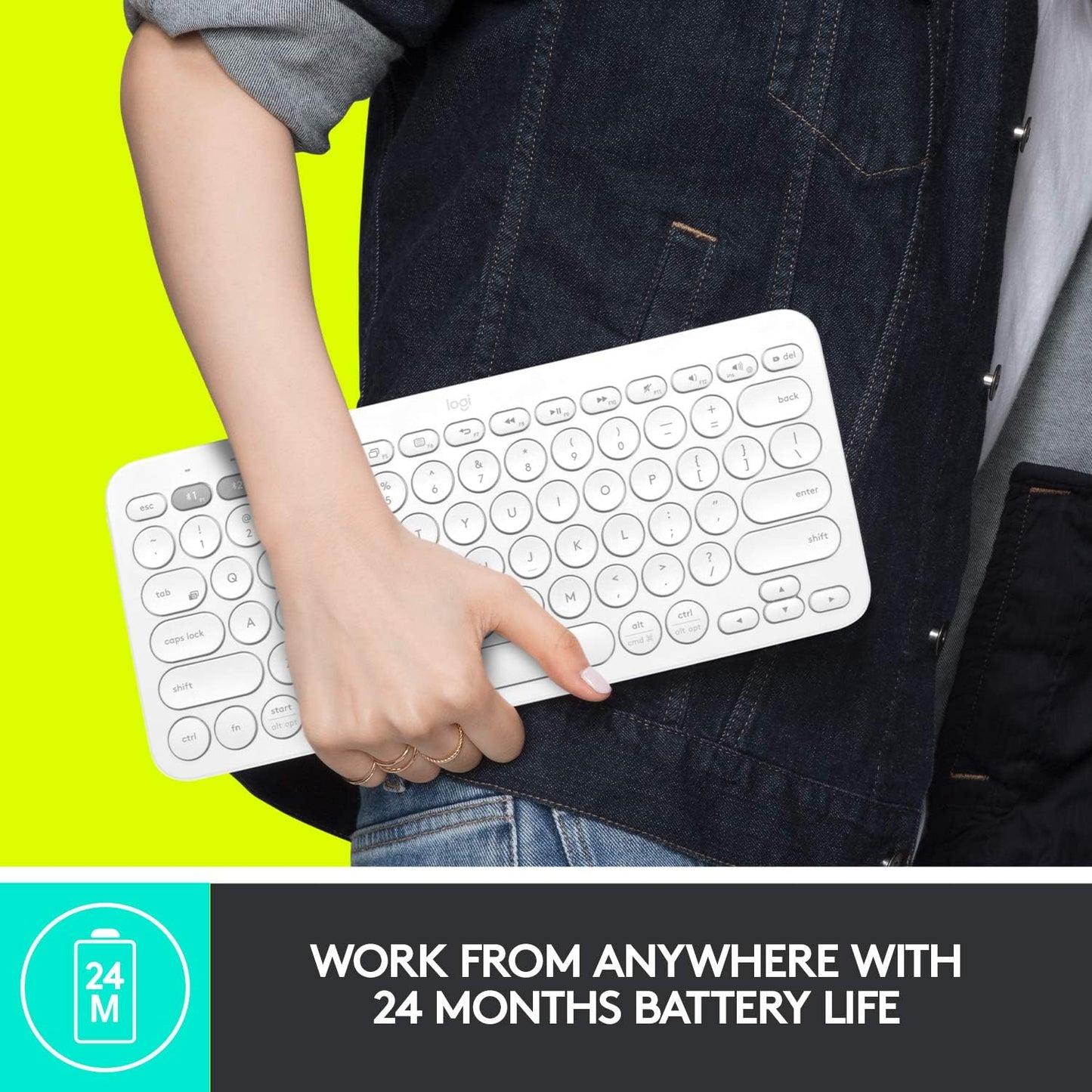 Logitech K380 Multi-Device Bluetooth Wireless Keyboard with Easy-Switch for Up to 3 Devices, Slim, 2 Year Battery-PC, Laptop, Windows, Mac, Chrome OS, Android, iPadOS, Apple TV, Dark Grey
