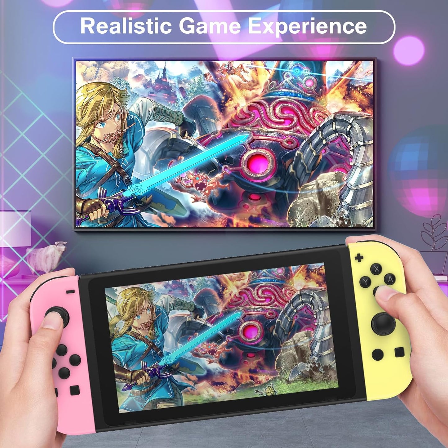 Wireless Controller Compatible with Nintendo Switch, Left & Right Game Controllers with Dual Vibration, Motion Control & Wake-Up Function