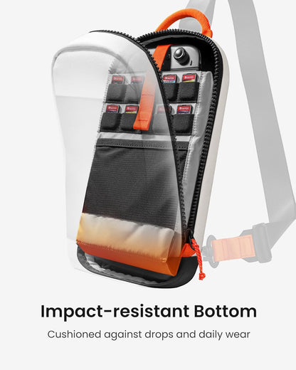 tomtoc Sling Crossbody Bag for Nintendo Switch 2, Protective Portable Travel Chest Carrying Gaming Pouch with 8 Game Cartridges Slots, Fit Charger and Accessories