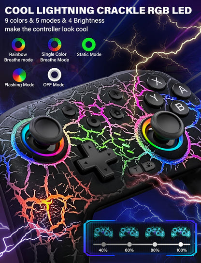 Wireless Game Controller Compatible with Nintendo Switch 2, Switch, OLED and Lite, Ergonomic Gaming Gamepad