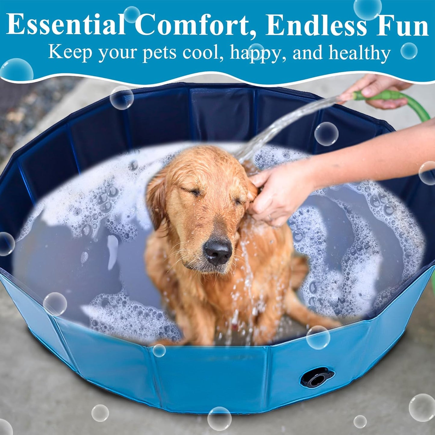 C Crystal Lemon Blue Foldable PVC Swimming Pool - Versatile Dog Pool, Kiddie Pool, Kids Pool, Baby Pool, and Toddler Pool – 31.5  x 7.87  Size Perfect for Indoor/Outdoor Use