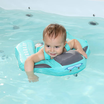 Baby Float, Mambobaby Float Add Tail Newest Mambo Baby Swimming Float with Canopy, Waterproof Non-Inflatable Solid Baby Swim Trainer with Adjustable Safety Strap