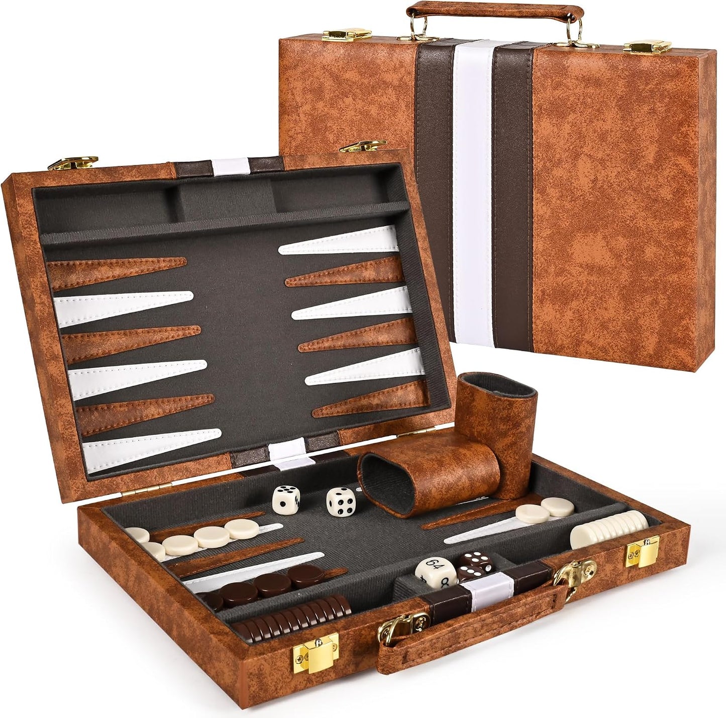 Backgammon Board Game Set-Premium Leather Case