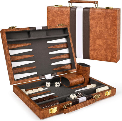 Backgammon Board Game Set-Premium Leather Case