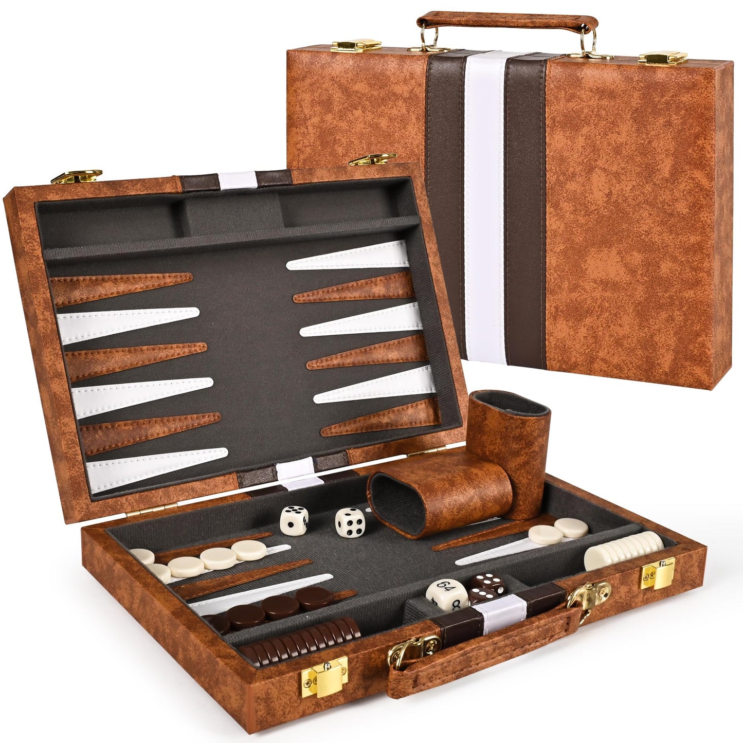 Backgammon Board Game Set-Premium Leather Case