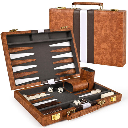 Backgammon Board Game Set-Premium Leather Case