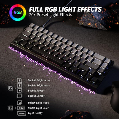 ATTACK SHARK X68 HE Rapid Trigger Mechanical Gaming Keyboard 60% Wired TKL with Adjustable Actuation,Hall Effect snap-fit Switch,8KHz Polling Rate,RGB Backlit,Top Mount for PC Mac Esport Gamer(Black)