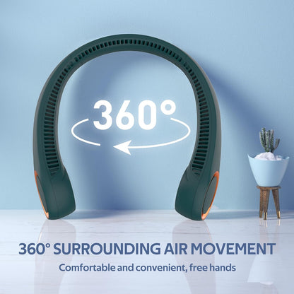 Portable Neck Fan, Hands Free Bladeless, 360° Cooling Personal Fan,Wearable Quiet Fan for Outdoor Indoor, Birthday Gifts for Men Women Mom Dad, 4000mAh Battery USB Rechargeable, 3-Speeds(Black)