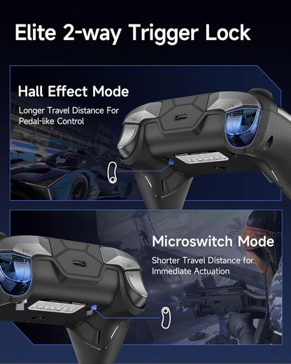 EasySMX D10 Wireless Gaming Controller – Bluetooth Gamepad with TMR Joysticks, Dual-Mode Triggers, Mechanical Buttons, 1000Hz Polling, RGB Lights – for PC, Switch, Android, iOS – with Charging Dock