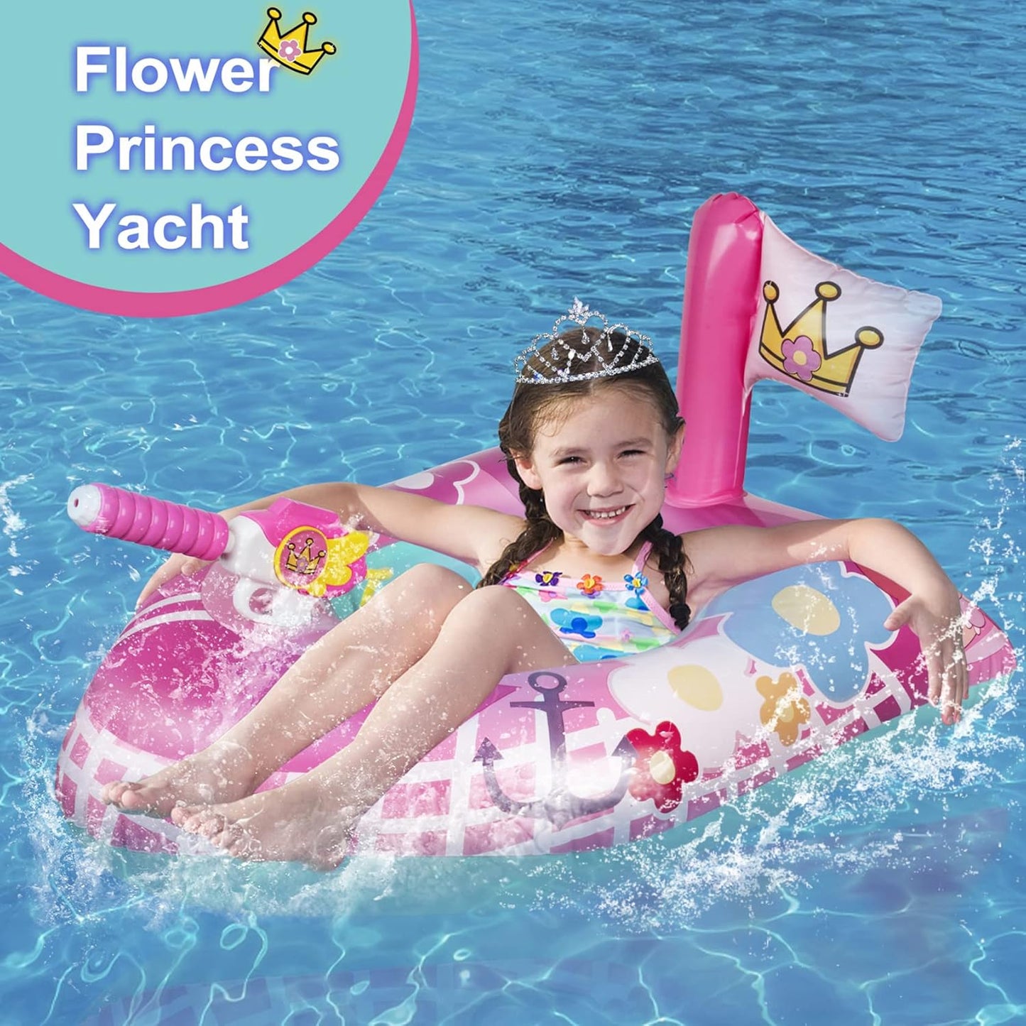 10Leccion Kids Pool Toys, Toddlers Pool Floats with Water Gun, Kids Floats for Swimming Pool, Swim Floaties for Children Ages 3-8