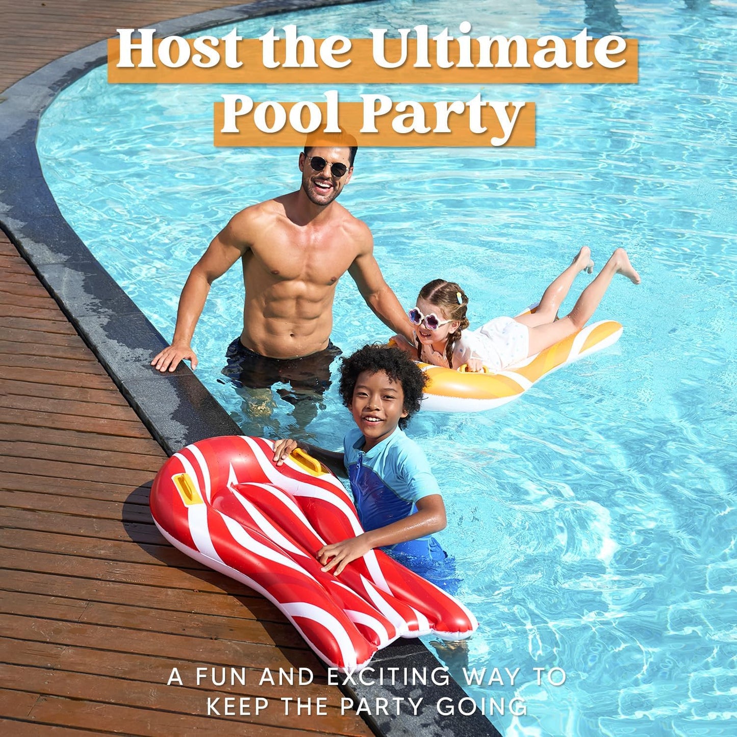 Inflatable Boogie Boards for Kids Swimming Pool Floating Toys, Learn to Swim Water Boards Pack of 2
