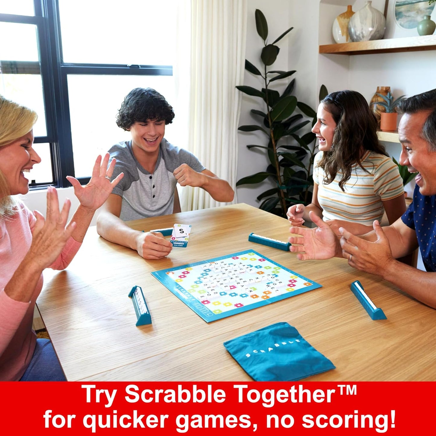 Mattel Games Scrabble Board Game, Family Word Game with Two Ways to Play, Includes 50 Goal Cards That Teach Scrabble Basics for 2-4 Players