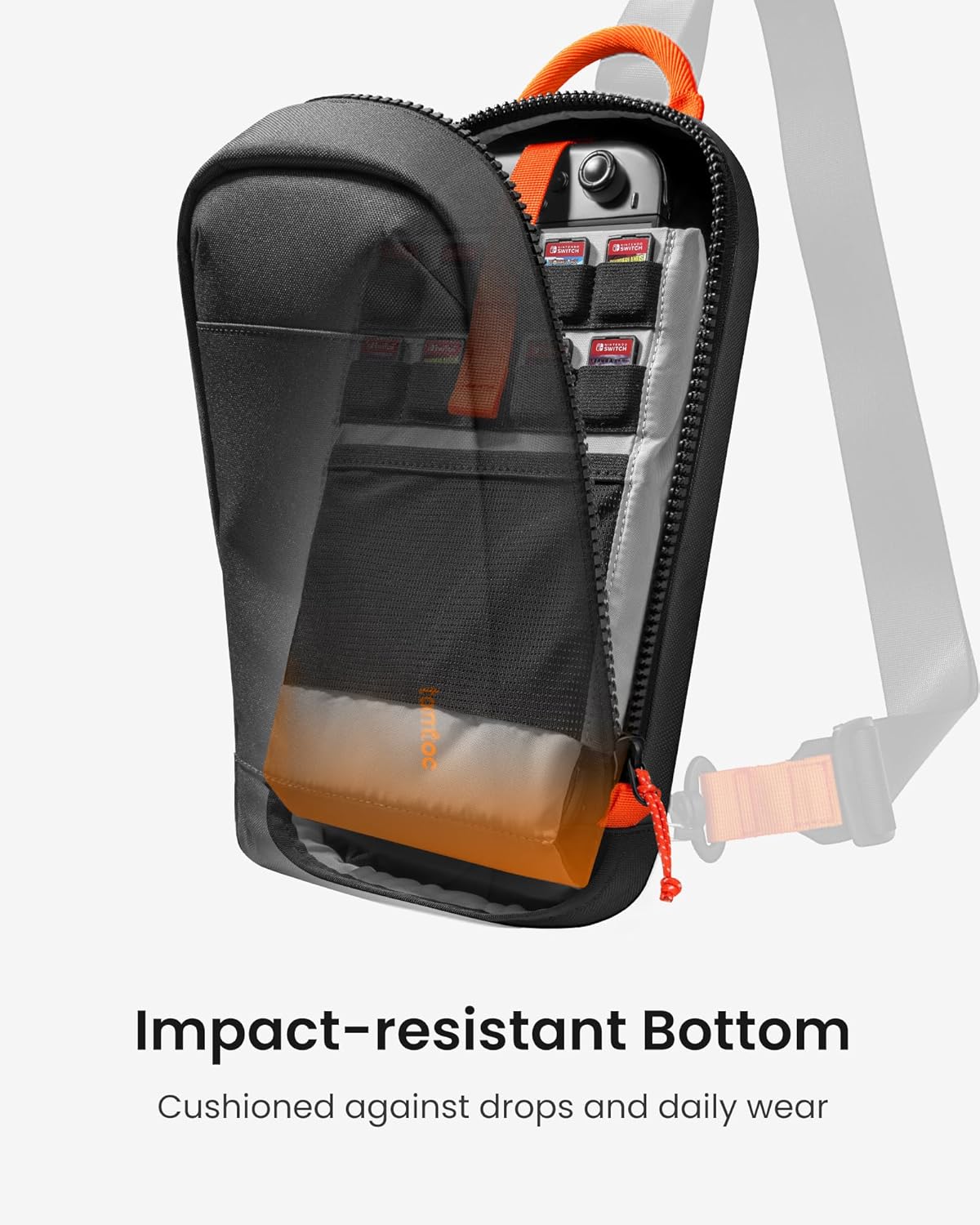 tomtoc Sling Crossbody Bag for Nintendo Switch 2, Protective Portable Travel Chest Carrying Gaming Pouch with 8 Game Cartridges Slots, Fit Charger and Accessories