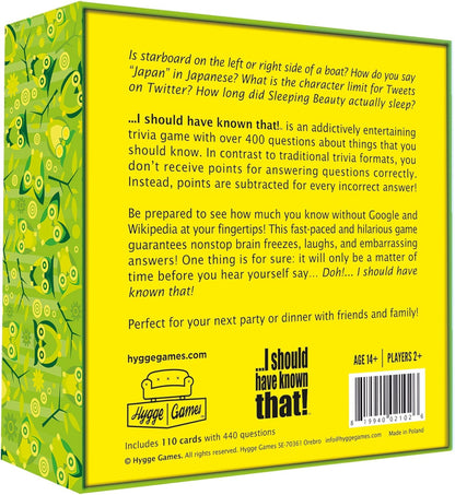 Hygge Games 21026 ...I Should Have Known That! Trivia Game, Green