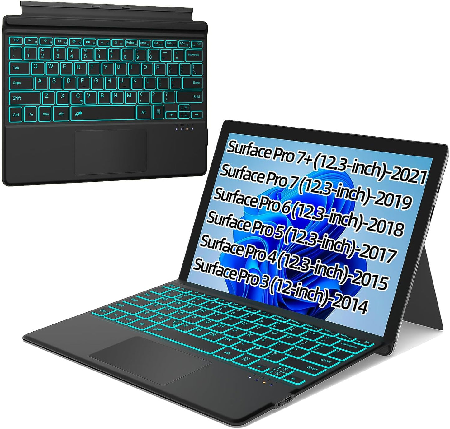 XIWMIX Ultra-Slim Wireless Bluetooth Keyboard - 7 Colors Backlit Universal Rechargeable Keyboard Compatible with iPad Pro/iPad Air/iPad 9.7/iPad 10.2/iPad mini and Other iOS Android Windows Devices