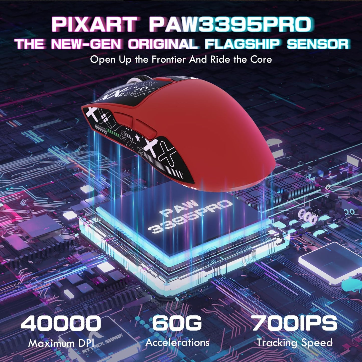 ATTACK SHARK X1 Ultralight Wireless Gaming Mouse with snap-fit RGB Charging Dock,Anti Slip Grip Tape,PixArt PAW3395 Pro Sensor,40000DPI,BT/2.4Ghz/Wired,Optical Micro Switch for PC Mac Gamer(Black)