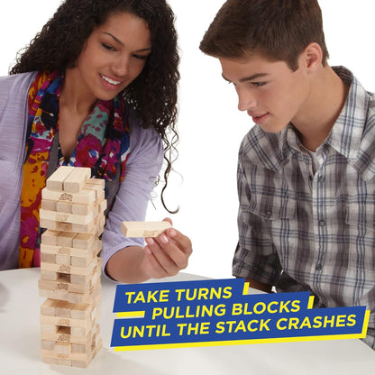 Jenga Game - Classic Strategy Games with Wooden Blocks - 1 or More Players - Board Games - Ages 6+