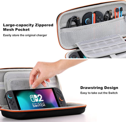 Lmcpa Carrying Case for Nintendo Switch 2 (2025) 7.9 Inch Console, Protective Hard Shell Portable Switch Travel Case, Durable Ballistic Nylon, Large Capacity, Accessories for Switch 2, Black